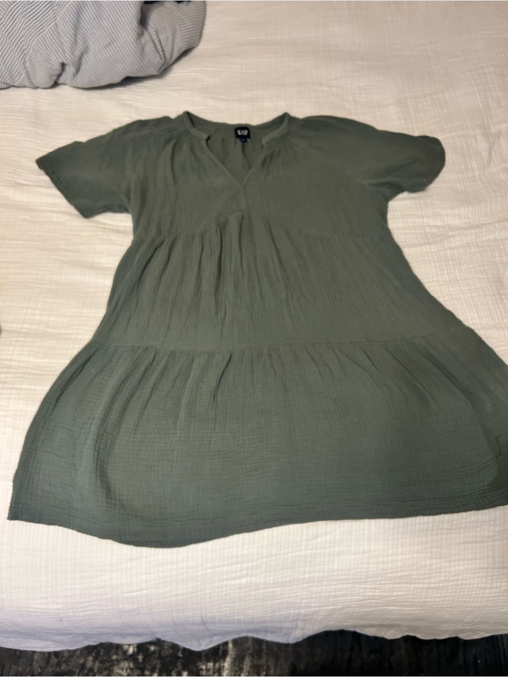GAP Olive Green Short Sleeve Tiered baby doll dress